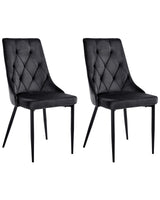 Scandinavian Set of 2 Dining Chairs Black Velvet Upholstery Black Iron Legs Fabric Seat Armless Beliani