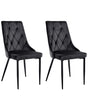 Scandinavian Set of 2 Dining Chairs Black Velvet Upholstery Black Iron Legs Fabric Seat Armless Beliani