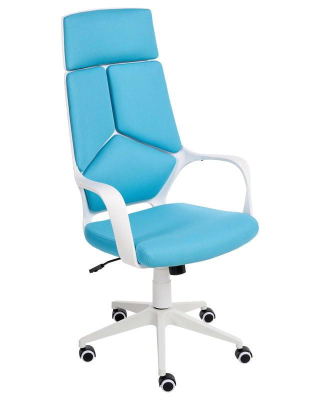 Office Chair Blue Fabric Swivel Desk Computer Adjustable Seat Reclining Backrest Beliani