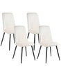 Scandinavian Set of 4 Dining Chairs Off-White Velvet Upholstery Black Iron Legs Armless Fabric Seat Modern Beliani