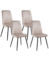 Scandinavian Set of 4 Dining Chairs Off-White Velvet Upholstery Black Iron Legs Armless Fabric Seat Modern Beliani
