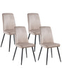 Scandinavian Set of 4 Dining Chairs Off-White Velvet Upholstery Black Iron Legs Armless Fabric Seat Modern Beliani