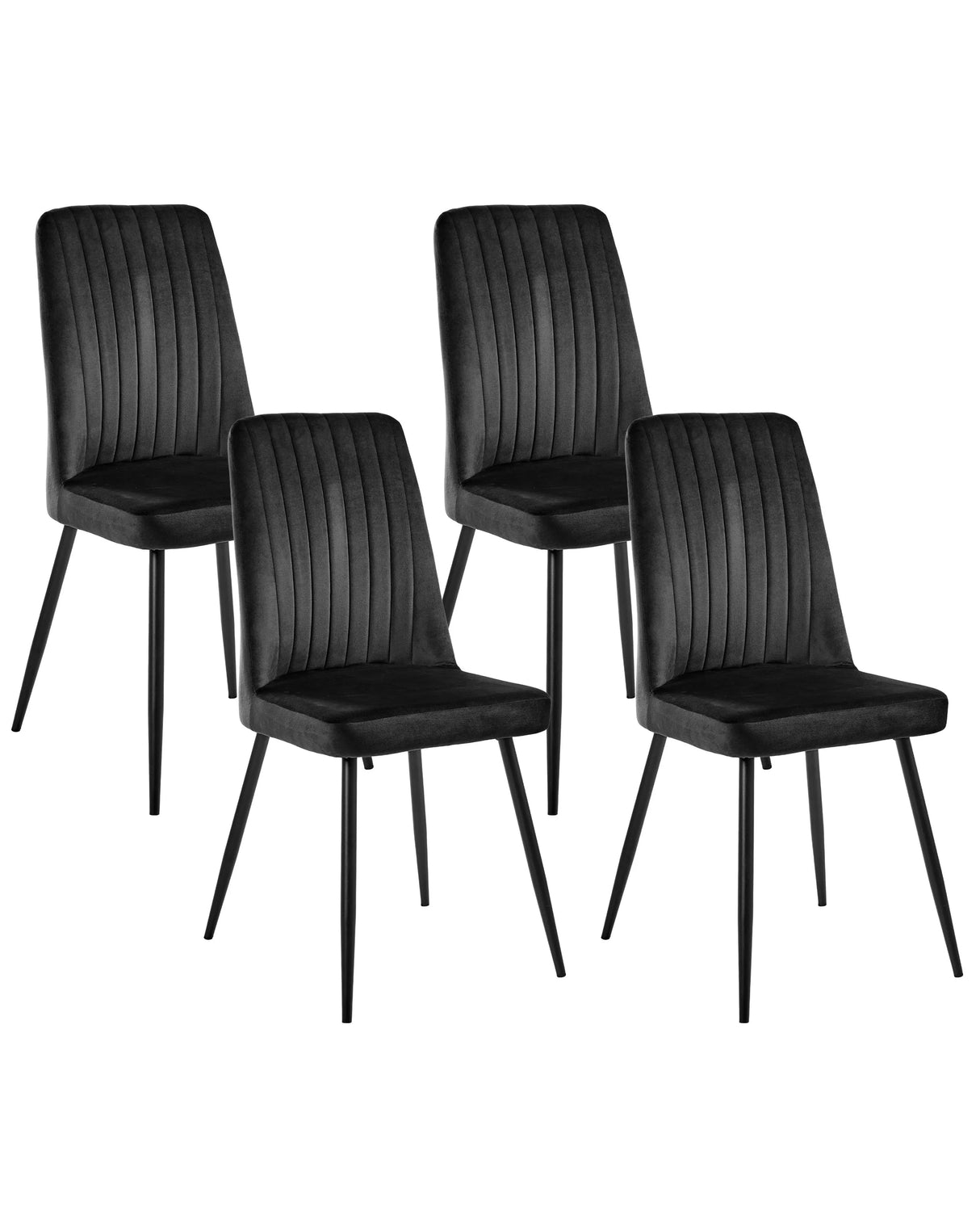Scandinavian Set of 4 Dining Chairs Black Velvet Upholstery Black Iron Legs Armless Fabric Seat Modern Beliani