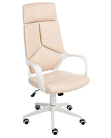 Office Chair Light Beige Faux Leather Swivel Desk Computer Adjustable Seat Reclining Backrest Beliani