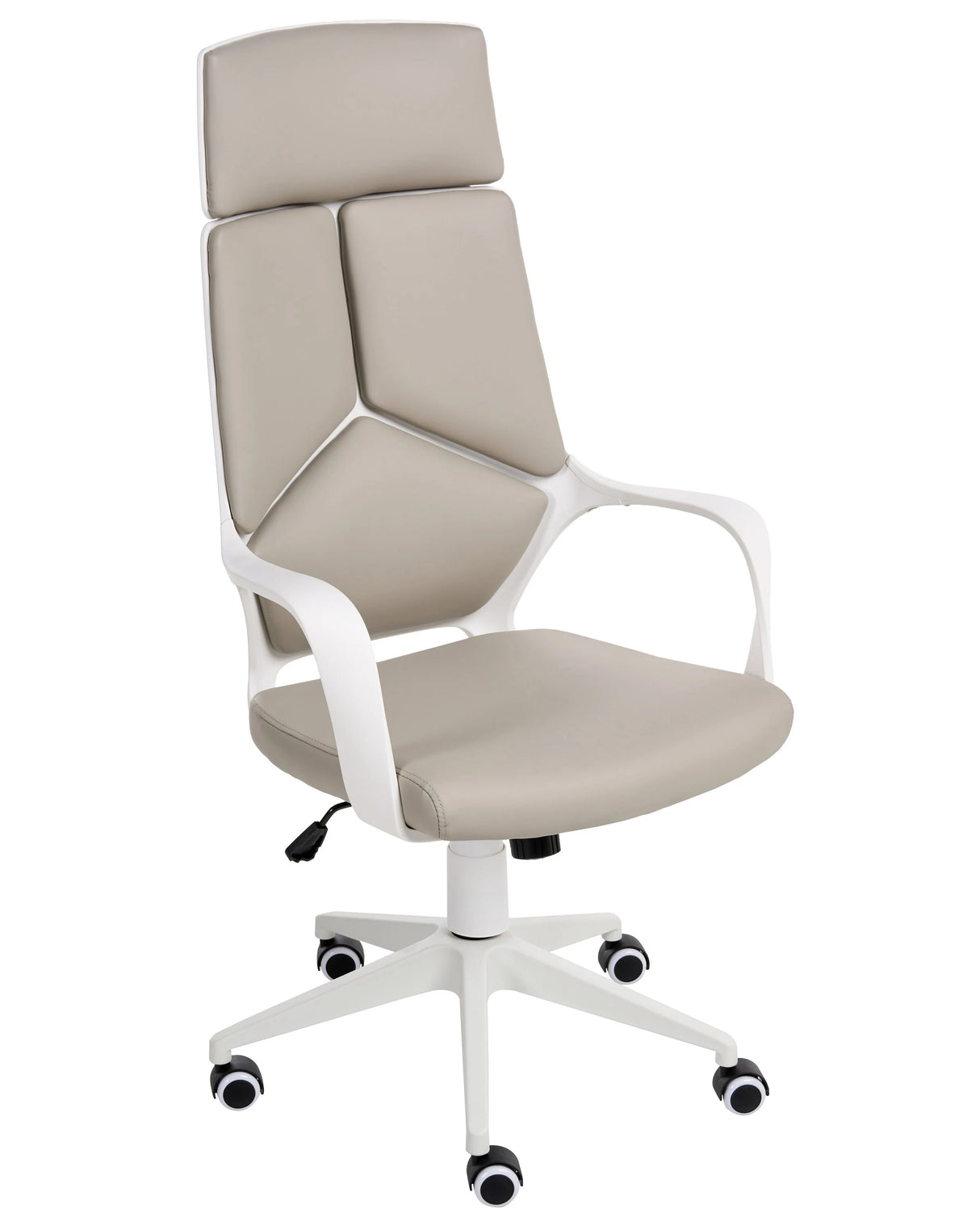 Office Chair Taupe  Faux Leather Swivel Desk Computer Adjustable Seat Reclining Backrest Beliani