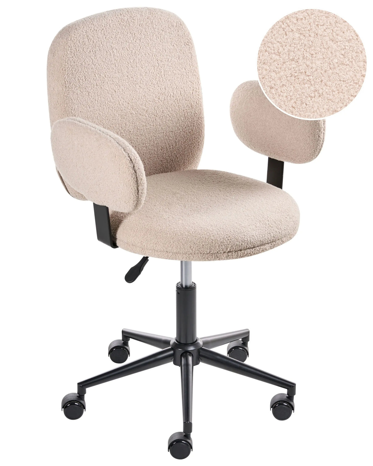 Office Desk Chair Beige Boucle Height Adjustable Base Modern Home Office Beliani
