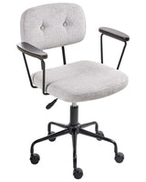 Office Chair Light Grey Fabric Swivel Adjustable Height with Armrests Home Office Study Traditional Beliani