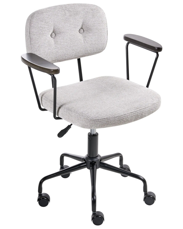 Office Chair Light Grey Fabric Swivel Adjustable Height with Armrests Home Office Study Traditional Beliani