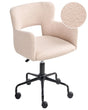 Office Chair Beige Boucle with Armrests Cut-Out Backrest Adjustable Height Tufted Back Black Metal Starbase Beliani