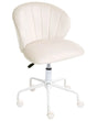 Desk Chair Office Swivel Off-White Velvet Height Adjustable Beliani