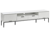 TV Stand White MDF Metal Legs Modern Cabinet Cable Management Living Room Beliani