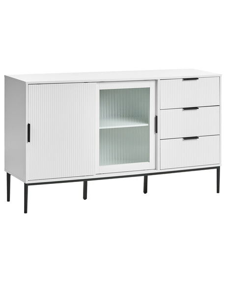 Sideboard White MDF 2 Door Cabinet Storage Modern Minimalist Design Living Room Storage Beliani