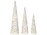 Indoor LED Decoration White Set of 3 Christmas Tree Seasonal Home Dcor with Lights Beliani