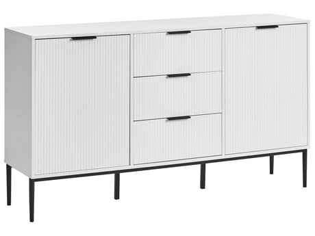Sideboard White MDF 2 Door Cabinet Storage Modern Minimalist Design Living Room Storage Beliani