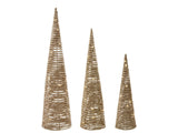 Indoor LED Decoration Gold Set of 3 Christmas Trees Synthetic Material Seasonal Home Dcor with Lights Beliani