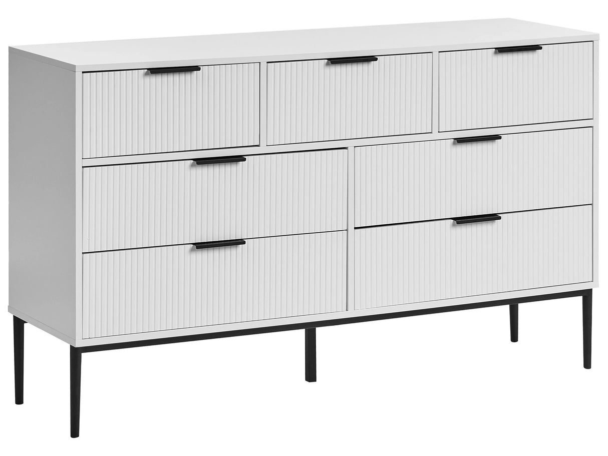 Chest of Drawers White MDF 7 Drawers Metal Legs Storage Modern Minimalist Design Living Room Storage Beliani