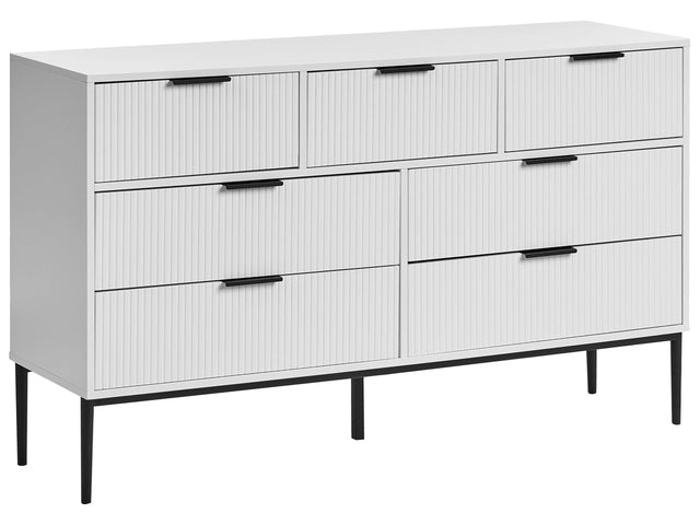 Chest of Drawers White MDF 7 Drawers Metal Legs Storage Modern Minimalist Design Living Room Storage Beliani