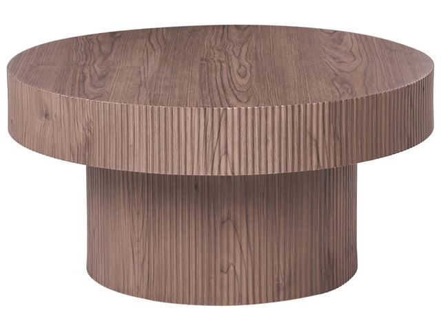 Coffee Table Dark Brown MDF Top Base  80 cm Modern Design Ribbed Leg Living Room Beliani