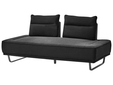 Fabric 3-Seater Sofa Black Couch Iron Legs Woven Fabric Adjustable Backrest Modern Beliani