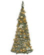 Artificial Christmas Tree White Synthetic 185 cm Snow Frosted Folding LED Fairy Lights Holiday Beliani