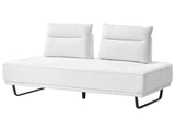Fabric 3-Seater Sofa White Couch Iron Legs Woven Fabric Adjustable Backrest Modern Beliani