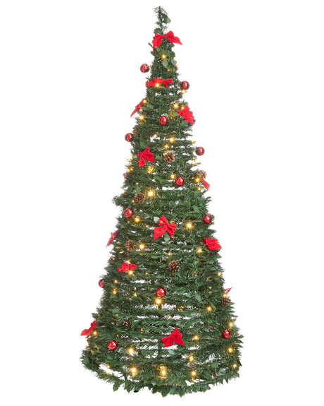 Artificial Christmas Tree Green Synthetic 184 cm Folding LED Fairy Lights Holiday Beliani