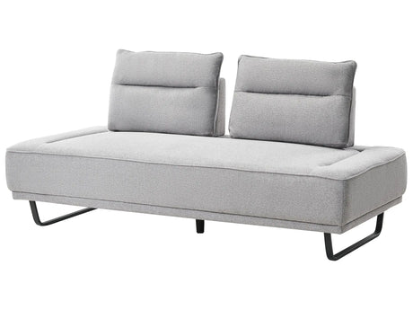 Fabric 3-Seater Sofa Grey Couch Iron Legs Woven Fabric Adjustable Backrest Modern Beliani
