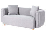 Fabric 2-Seater Sofa Grey Couch Rubberwood Legs Woven Fabric Modern Beliani