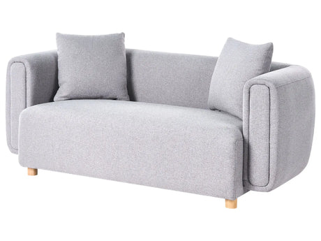 Fabric 2-Seater Sofa Grey Couch Rubberwood Legs Woven Fabric Modern Beliani