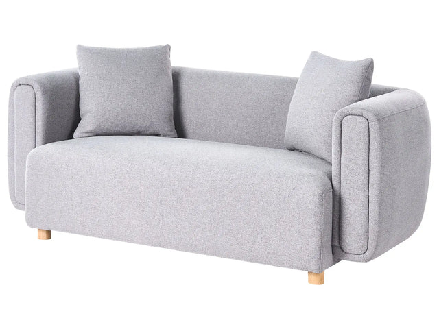 Fabric 2-Seater Sofa Grey Couch Rubberwood Legs Woven Fabric Modern Beliani