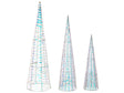 Indoor LED Decoration White Set of 3 Christmas Tree Seasonal Home Dcor with Lights Beliani