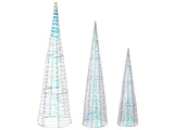 Indoor LED Decoration White Set of 3 Christmas Tree Seasonal Home Dcor with Lights Beliani
