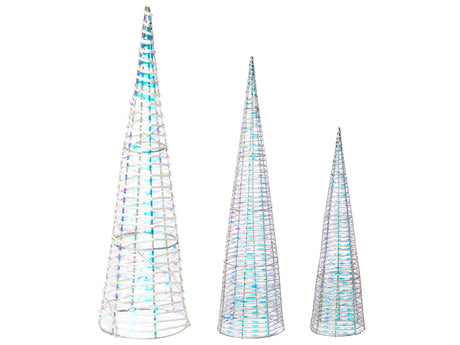 Indoor LED Decoration White Set of 3 Christmas Tree Seasonal Home Dcor with Lights Beliani