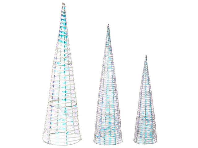 Indoor LED Decoration White Set of 3 Christmas Tree Seasonal Home Dcor with Lights Beliani