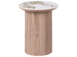 Side Table Brown MDF Base  80 cm Ribbed Leg Ceramic Top White Marble Modern Design Living Room Beliani