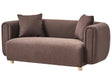 Fabric 2-Seater Sofa Dark Brown Couch Rubberwood Legs Woven Fabric Modern Beliani