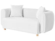 Fabric 2-Seater Sofa White Couch Rubberwood Legs Woven Fabric Modern Beliani