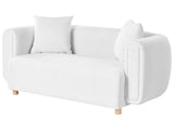 Fabric 2-Seater Sofa White Couch Rubberwood Legs Woven Fabric Modern Beliani