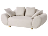 Fabric 2-Seater Sofa Light Beige Couch Rubberwood Legs Woven Fabric Cushioned Back Modern Beliani