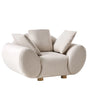 Fabric Armchair Light Beige Rubberwood Legs Woven Fabric Cushioned Back Modern Beliani