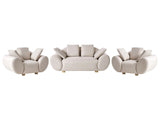 Fabric Living Room Set Light Beige Rubberwood Legs Woven Fabric Cushioned Back Modern Beliani