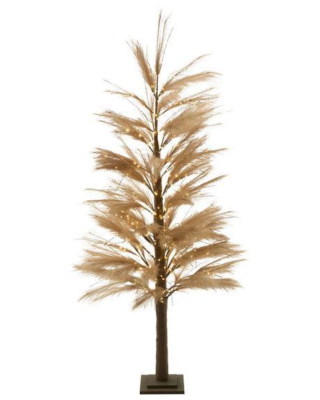 Artificial Christmas Tree Beige Synthetic Material 190 cm LED Lights Outdoor &amp; Indoor Modern Style Holiday Decor Beliani