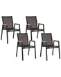 Set of 4 Garden Chairs Black Aluminium Frame Stackable Outdoor Patio Modern Beliani