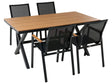4 Seater Garden Dining Set Black Aluminium Frame Plastic Wood Tabletop 4 Chairs and Dining Table Beliani