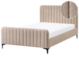 Bed Frame Beige Boucle EU Small Double Size 4ft Tufted Headboard Metal Legs Modern Design Beliani