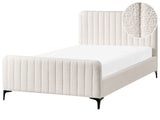 Bed Frame Off White Boucle EU Small Double Size 4ft Tufted Headboard Metal Legs Modern Design Beliani