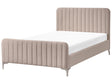 Bed Frame Taupe Velvet EU Small Double Size 4ft Tufted Headboard Metal Legs Modern Design Beliani