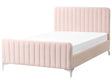 Bed Frame Pastel Pink Velvet EU Small Double Size 4ft Tufted Headboard Metal Legs Modern Design Beliani