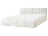Bed Off-White Fabric Upholstery EU King Size 5ft3 Scandinavian Modern Minimalist Design Soft Headboard Beliani