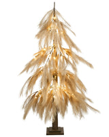 Artificial Christmas Tree Beige Synthetic Material 123 cm LED Lights Outdoor &amp; Indoor Modern Style Holiday Decor Beliani